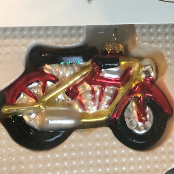 NIB Childs Glass Christmas Ornaments Motorcycle Sailboat Plane Bug Car - Picture 3 of 8